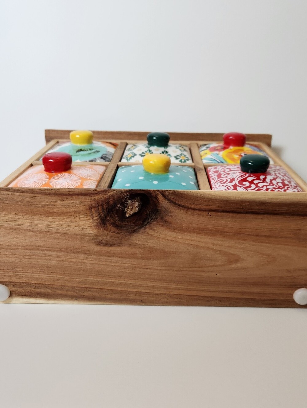 The Pioneer Woman Spice And Tea 6 Floral Ceramic Drawer Wooden - Picture 3 of 11